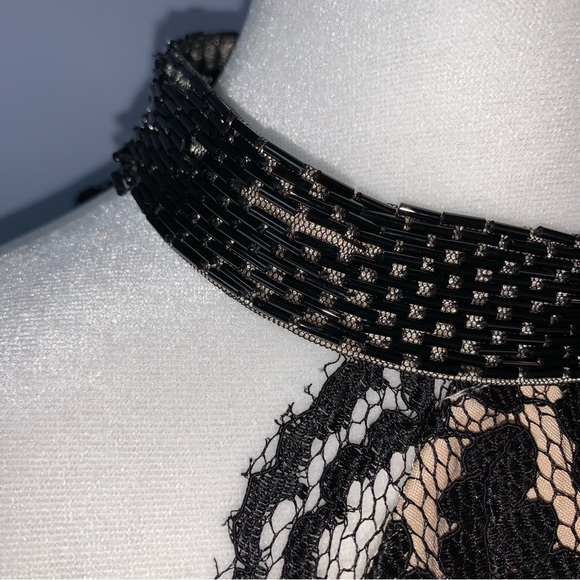 Lotus Threads Black Embellished Floral Lace High Halter Neck Formal Jumpsuit - Picture 9 of 16